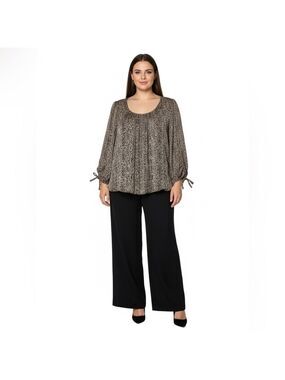 HAVER LONDON Easy Care Poly Bubble Hem Top Bubble Sleeves Fully Lined US Sz 1X